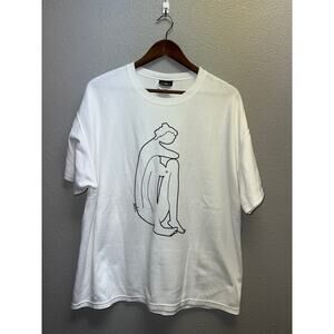 Vintage Art Shirt Artwork Soft Link White Graphic Short Sleeve Tee Large